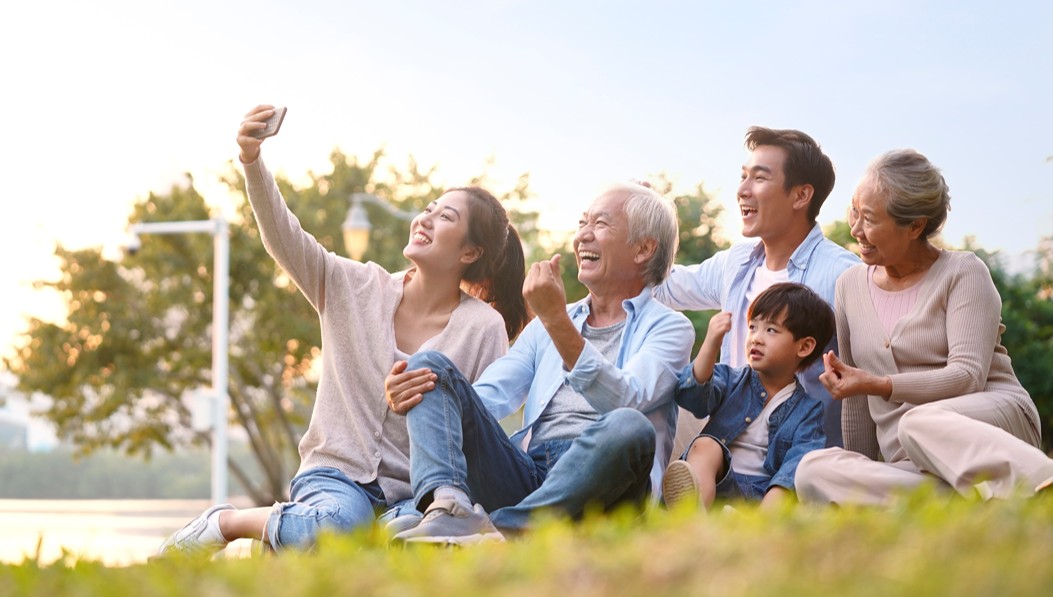 Happy family enjoying outdoors